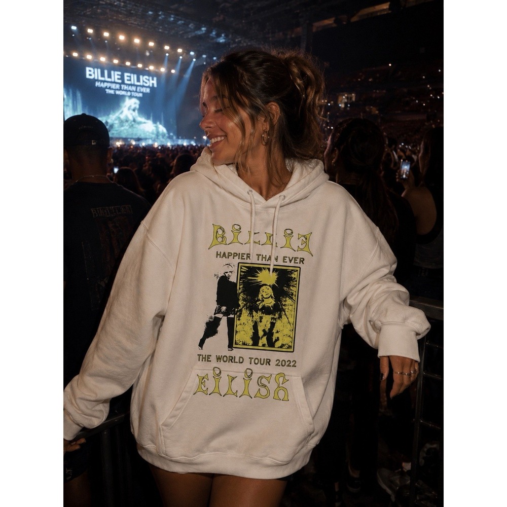 Vintage Billie Eilish Happier Than Ever World Tour Merch 2022 Hoodie Women Med